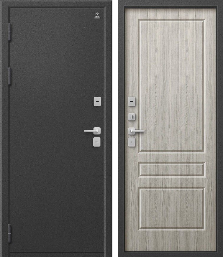 Входная дверь Термо-6 Графит букле + полярный дуб