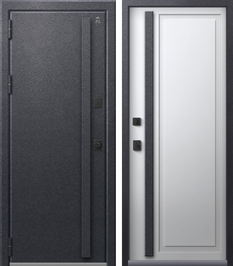 Входная дверь Термо-16 Антрацит муар + Кашемир белый