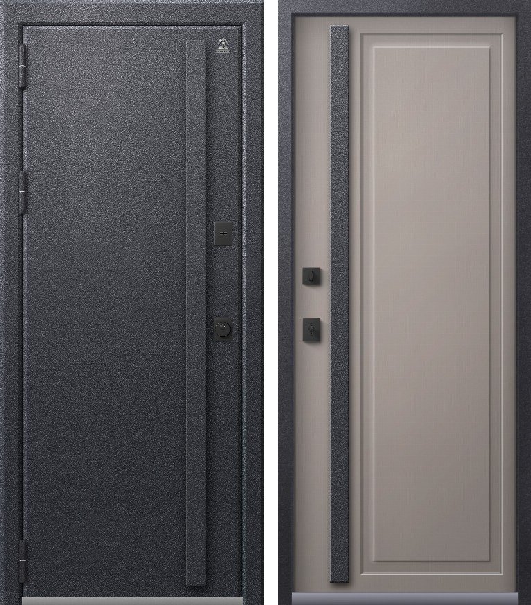 Входная дверь Термо-16 Антрацит муар + Кашемир грей