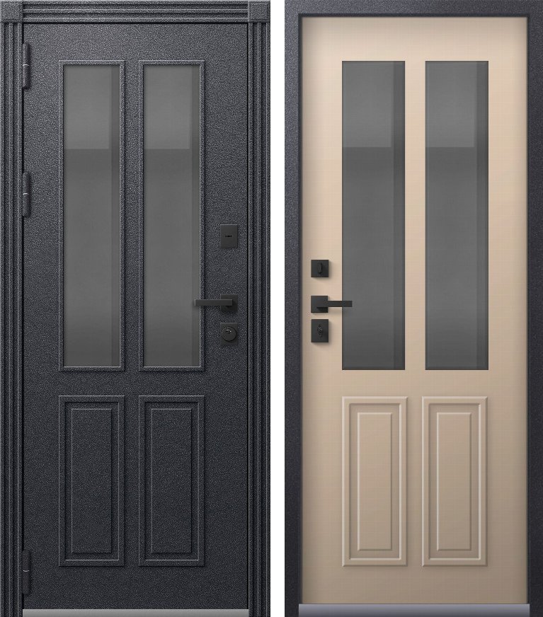 Входная дверь для дома Термо Премиум 1 (2026) Антрацит муар + Ясень латте (960х2050, лев.)