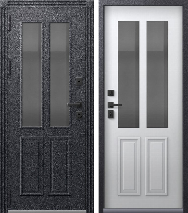 Входная дверь Термо Премиум 1 (2026) Антрацит муар + Кашемир белый