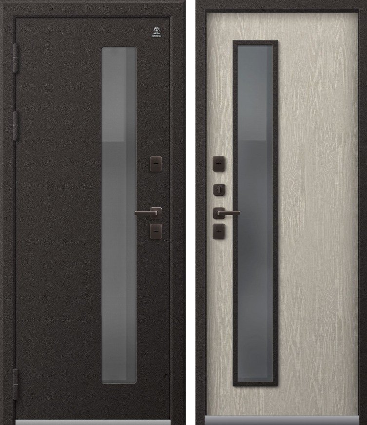 Входная дверь для дома Термо-20 (2026) Шоколад муар + Кашемир латте (860х2050, лев.)