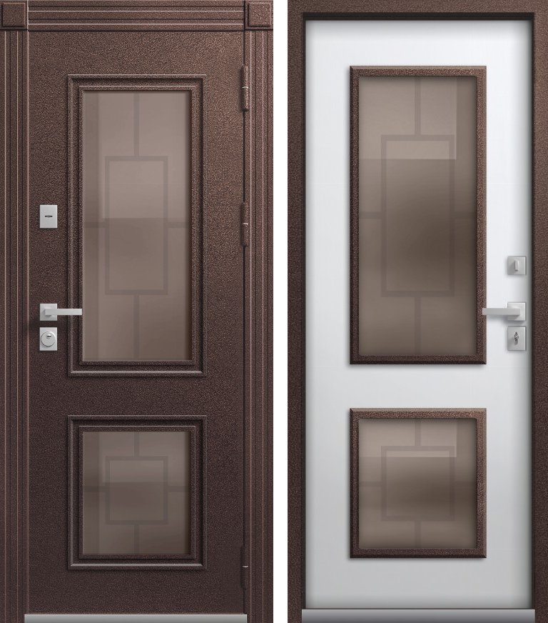 Входная дверь Термо Премиум 1 Шоколадный муар + Кашемир белый