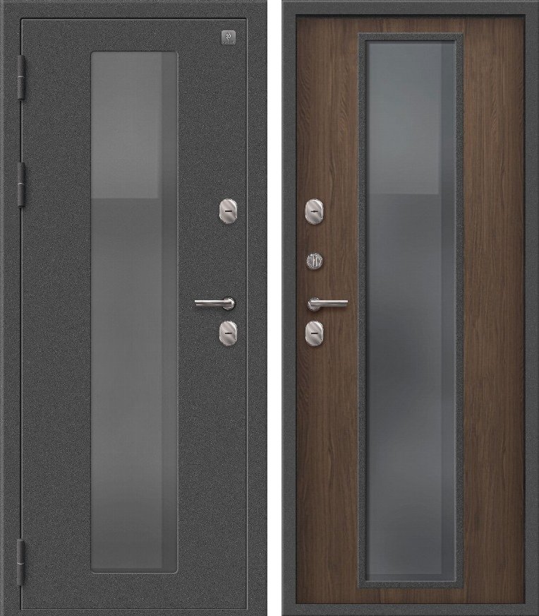 Входная дверь для дома Термо-1000 (2026) Пепельный муар + Миндаль (860х2050, лев.)