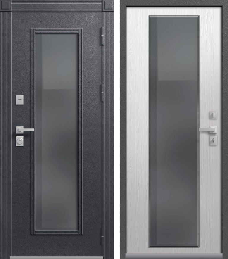 Входная дверь для дома Термо Премиум 2 Антрацит муар + Софт ясень белый (860х2050, лев.)
