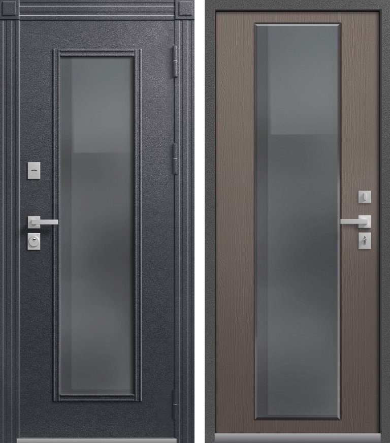 Входная дверь для дома Термо Премиум 2 Антрацит муар + Софт ясень грей (860х2050, лев.)