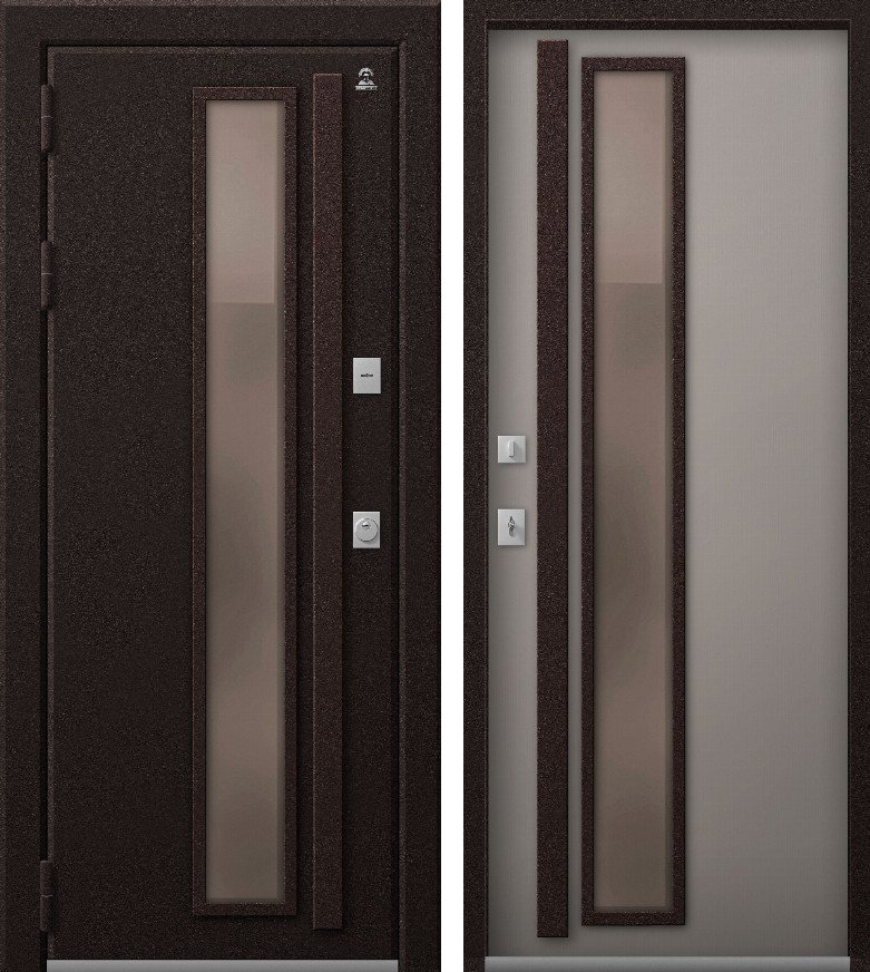 Входная дверь для дома Термо-14 (2026) Шоколад муар + Кашемир грей (860х2050, лев.)