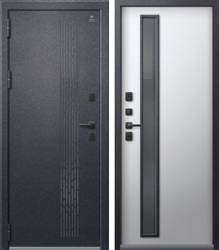 Входная дверь Термо-22 Антрацит муар + Кашемир белый