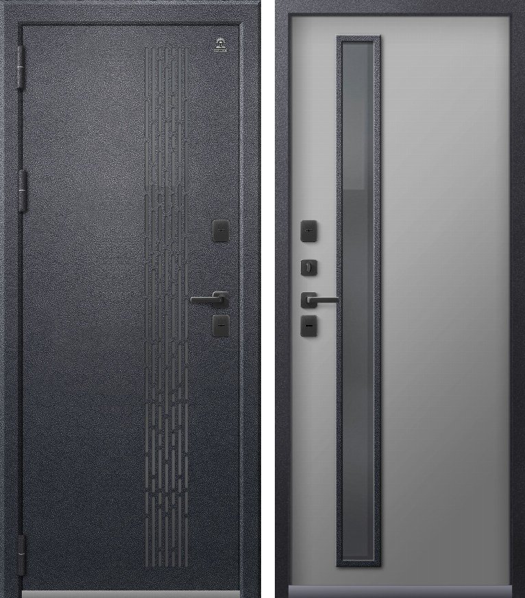Входная дверь Термо-22 Антрацит муар + Кашемир сильвер