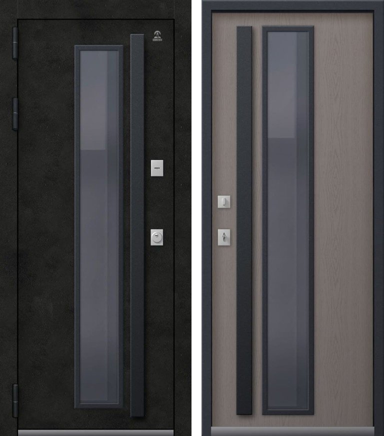 Входная дверь Термо-15 Бетон темный + Софт ясень грей