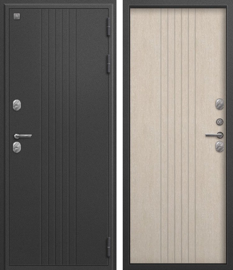 Входная дверь для дома Термо-90 (2026) Графит букле + Седой дуб (860х2050, прав.)