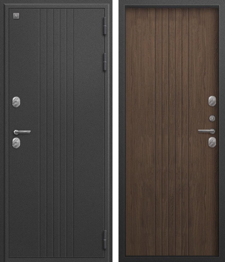 Входная дверь Термо-90 (2026) Графит букле + Миндаль рифленый