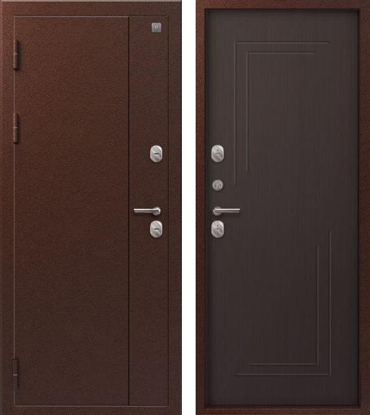 Входная дверь для дома Термо-100 Антик медь + Темная лиственница (860х2050, лев.)