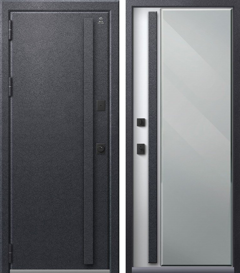 Входная дверь Термо-16/1 Антрацит муар + Кашемир белый