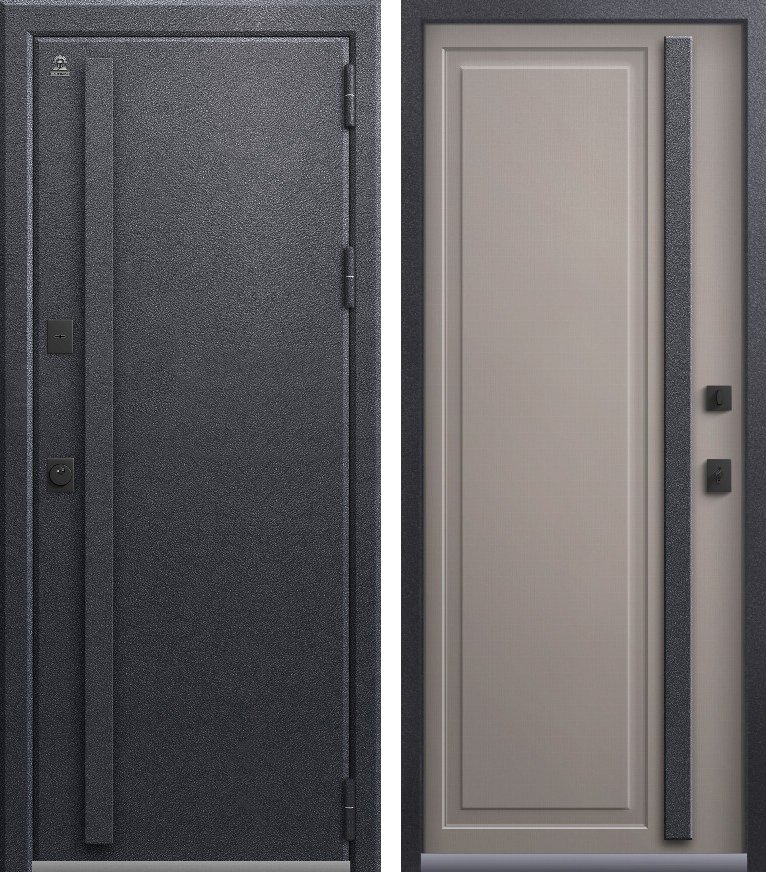 Входная дверь для дома Термо-16 Антрацит муар + Кашемир грей (960х2050, прав.)