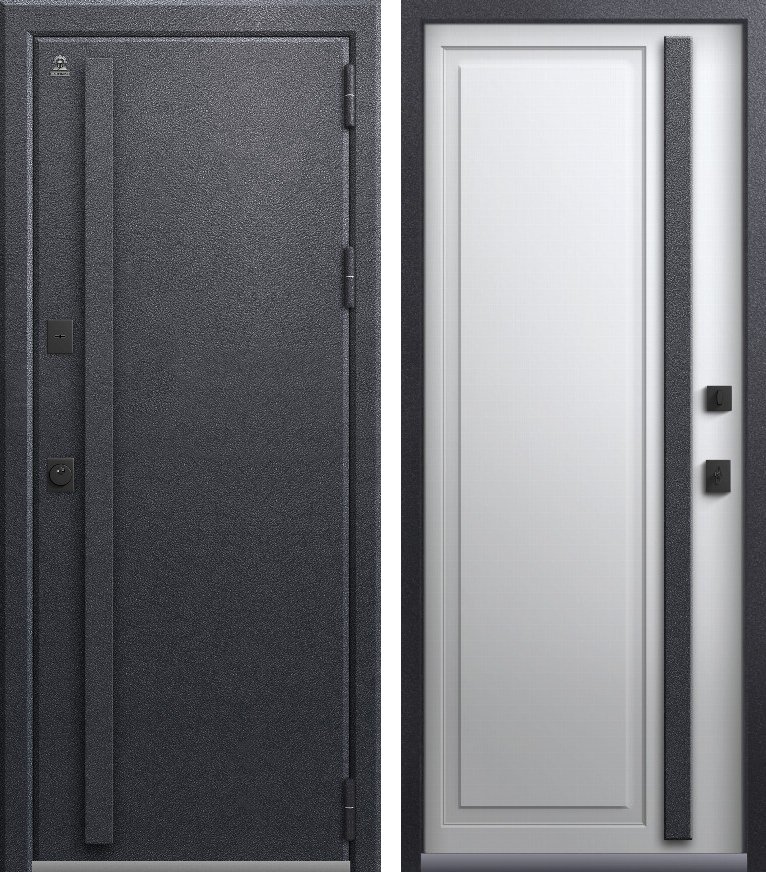 Входная дверь Термо-16 Антрацит муар + Кашемир белый