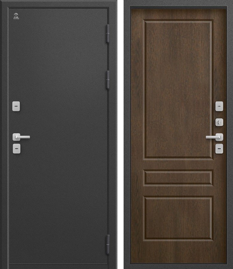 Входная дверь для дома Термо-6 Графит букле + Миндаль (960х2050, прав.)