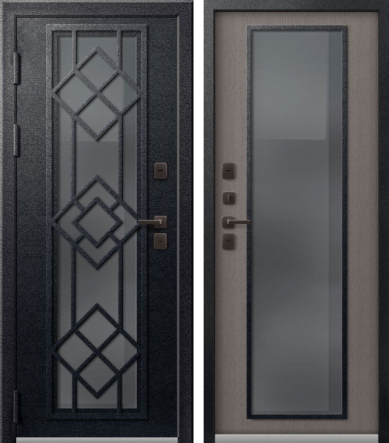 Входная дверь Термо-21 (2026) Черный муар + Софт ясень грей