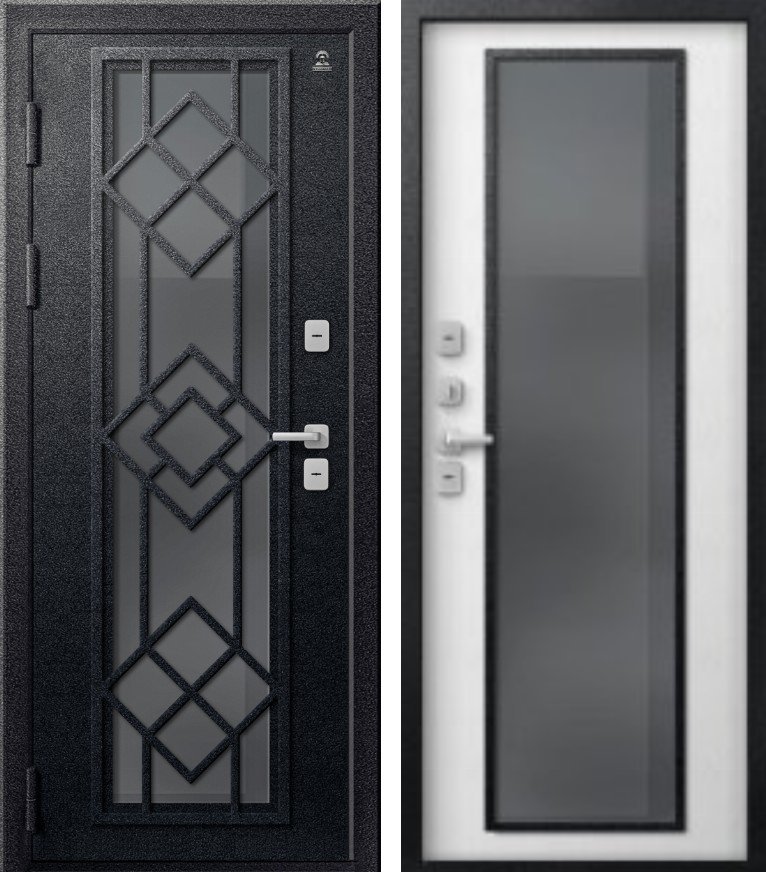 Входная дверь Термо-21 Черный муар + Софт ясень белый