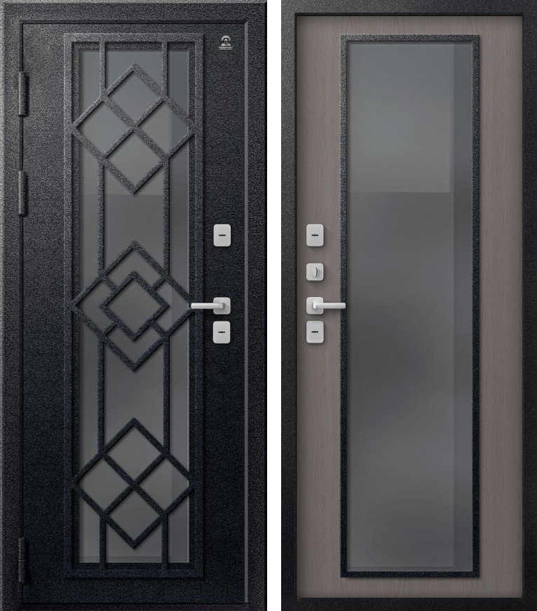 Входная дверь Термо-21 Черный муар + Софт ясень грей