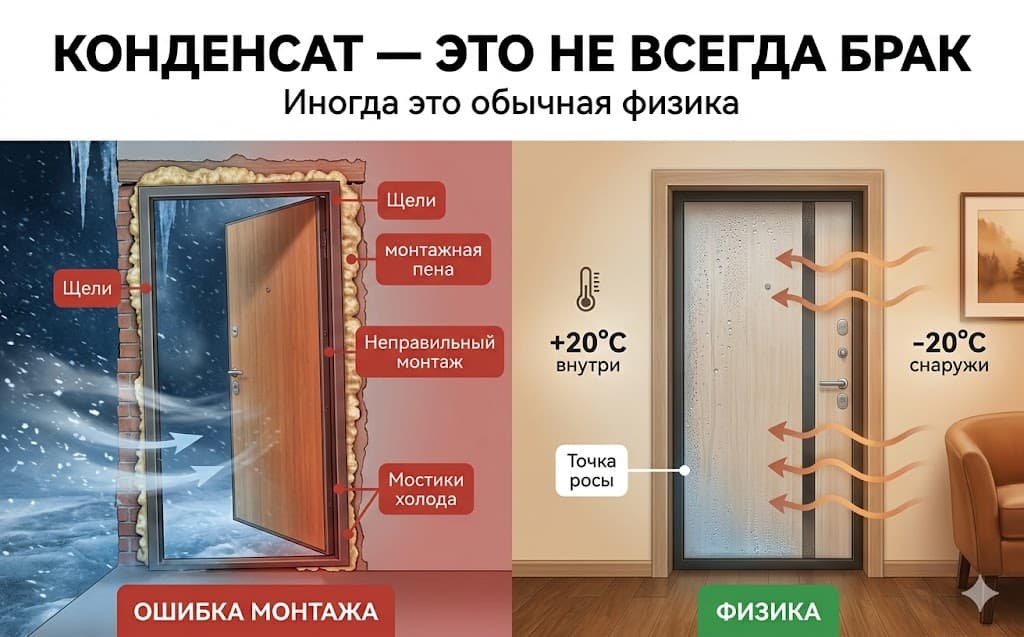 Почему дверь потеет — точка росы